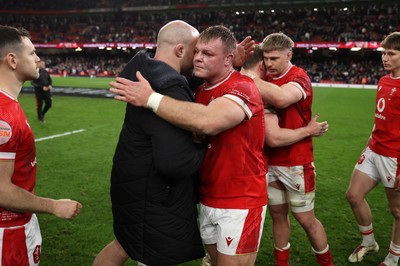 150325 - Wales v England - Guinness Six Nations Championship - WillGriff John and Dewi Lake of Wales at full time