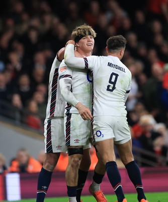 150325 Wales v England, Guinness Mens Six Nations - Henry Pollock of England celebrates after he races in to score try