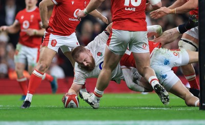 150325 Wales v England, Guinness Mens Six Nations - Joe Hayes of England dives in to score try