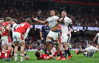 150325 Wales v England, Guinness Mens Six Nations - Chandler Cunningham-South of England celebrates after he scores the final try