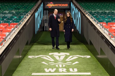 150325 Wales v England, Guinness Mens Six Nations - William, Prince of Wales along with Catherine, Princess of Wales walk down the tunnel at the Principality Stadium after the Wales v England match