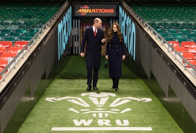 150325 Wales v England, Guinness Mens Six Nations - William, Prince of Wales along with Catherine, Princess of Wales walk down the tunnel at the Principality Stadium after the Wales v England match