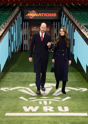 150325 Wales v England, Guinness Mens Six Nations - William, Prince of Wales along with Catherine, Princess of Wales walk down the tunnel at the Principality Stadium after the Wales v England match