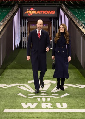 150325 Wales v England, Guinness Mens Six Nations - William, Prince of Wales along with Catherine, Princess of Wales walk down the tunnel at the Principality Stadium after the Wales v England match