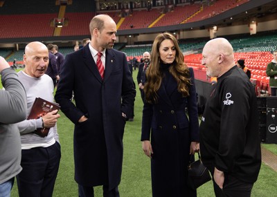 150325 Wales v England, Guinness Mens Six Nations - William, Prince of Wales along with Catherine, Princess of Wales meet Wales assistant coach Neil Jenkins and Wales football legend Mickey Thomas after the Wales v England match