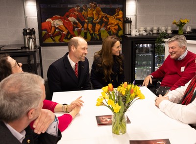 150325 Wales v England, Guinness Mens Six Nations - William, Prince of Wales along with Catherine, Princess of Wales meet injured players at the Wales v England Six Nations match at the Principality Stadium, Cardiff