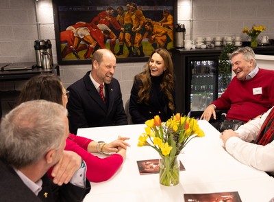 150325 Wales v England, Guinness Mens Six Nations - William, Prince of Wales along with Catherine, Princess of Wales meet injured players at the Wales v England Six Nations match at the Principality Stadium, Cardiff