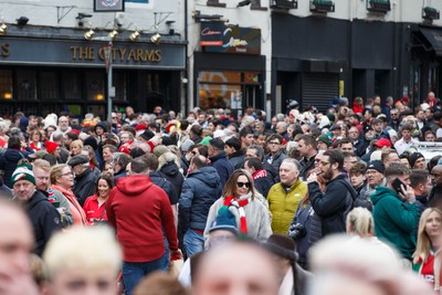 150325 - Wales v England - Guinness Six Nations - Fans outside Principality Stadium on Westgate Street before the match