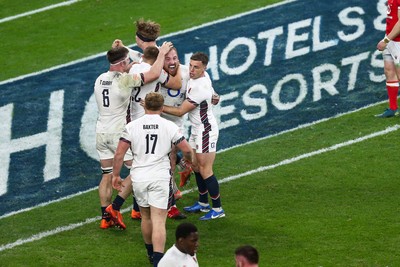 150325 - Wales v England - Guinness Six Nations - Joe Heyes of England celebrates after scoring a try