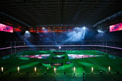 150325 - Wales v England - Guinness Six Nations - General View of prematch pyrotechnics and light show