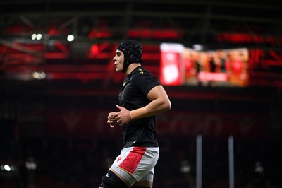 150325 - Wales v England - Guinness Six Nations - Dafydd Jenkins of Wales warms up ahead of kick off 