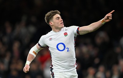 150325 - Wales v England - Guinness Six Nations - Tommy Freeman of England celebrates scoring their sides third try