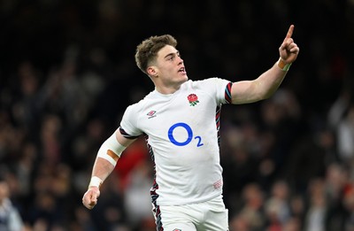 150325 - Wales v England - Guinness Six Nations - Tommy Freeman of England celebrates scoring their sides third try