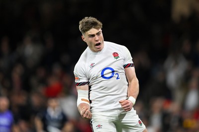 150325 - Wales v England - Guinness Six Nations - Tommy Freeman of England celebrates scoring their sides third try