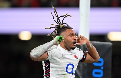 150325 - Wales v England - Guinness Six Nations - Chandler Cunningham-South of England celebrates scoring their sides fourth try 