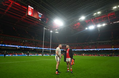 150325 - Wales v England - Guinness Six Nations - Joe Heyes of England and Nicky Smith of Wales interact