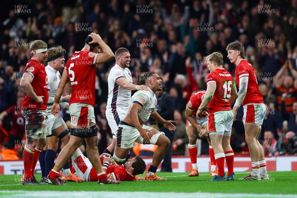 150325 - Wales v England - Guinness Six Nations - Chandler Cunningham-South of England celebrates scoring his team's tenth try