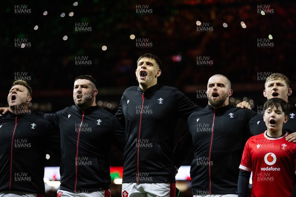 150325 - Wales v England - Guinness Six Nations Championship - Dafydd Jenkins of Wales sings the anthem