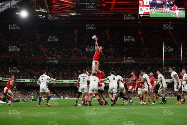 150325 - Wales v England - Guinness Six Nations Championship - Will Rowlands of Wales wins the line out