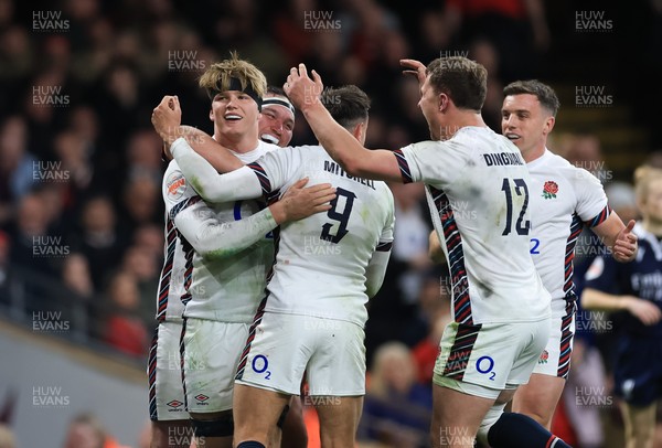 150325 Wales v England, Guinness Mens Six Nations - Henry Pollock of England celebrates after he races in to score try