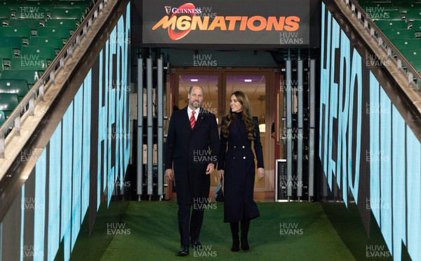 150325 Wales v England, Guinness Mens Six Nations - William, Prince of Wales along with Catherine, Princess of Wales walk down the tunnel at the Principality Stadium after the Wales v England match