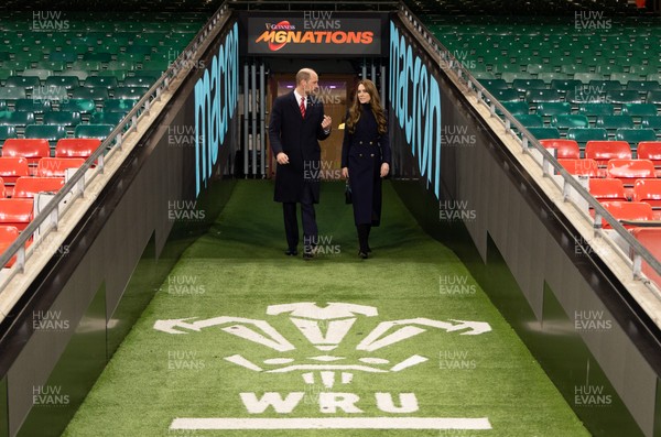 150325 Wales v England, Guinness Mens Six Nations - William, Prince of Wales along with Catherine, Princess of Wales walk down the tunnel at the Principality Stadium after the Wales v England match