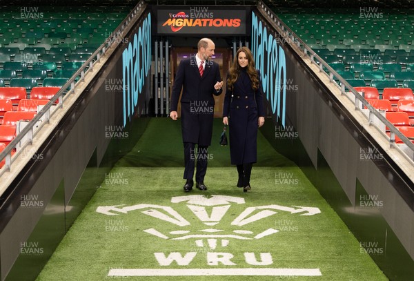 150325 Wales v England, Guinness Mens Six Nations - William, Prince of Wales along with Catherine, Princess of Wales walk down the tunnel at the Principality Stadium after the Wales v England match