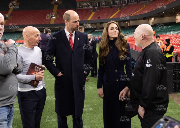 150325 Wales v England, Guinness Mens Six Nations - William, Prince of Wales along with Catherine, Princess of Wales meet Wales assistant coach Neil Jenkins and Wales football legend Mickey Thomas after the Wales v England match