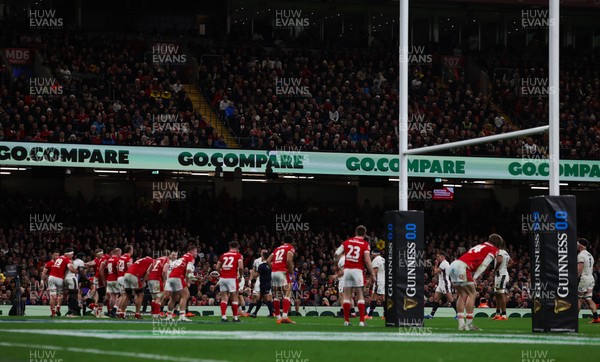 150325 Wales v England, Guinness Mens Six Nations - Go Compare branding on mid level led screens