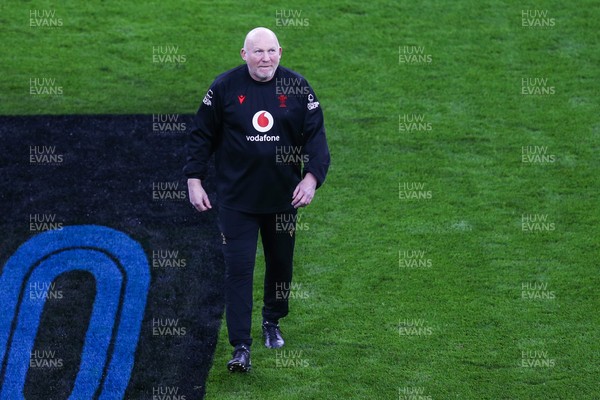 150325 - Wales v England - Guinness Six Nations - Wales coach Neil Jenkins during the warm up