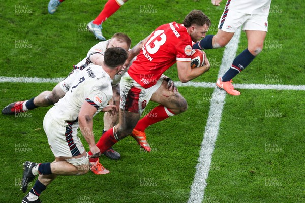 150325 - Wales v England - Guinness Six Nations - Max Llewellyn of Wales on the attack