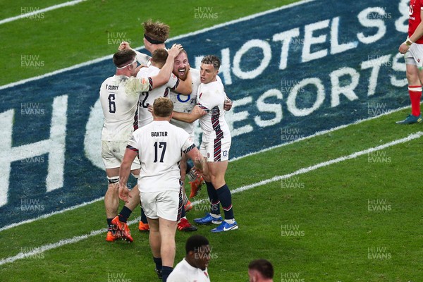 150325 - Wales v England - Guinness Six Nations - Joe Heyes of England celebrates after scoring a try