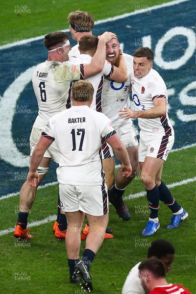 150325 - Wales v England - Guinness Six Nations - Joe Heyes of England celebrates after scoring a try