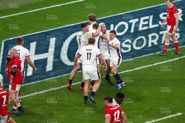 150325 - Wales v England - Guinness Six Nations - Joe Heyes of England celebrates after scoring a try