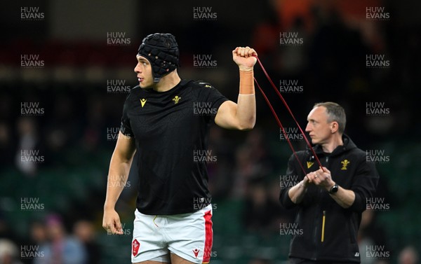 150325 - Wales v England - Guinness Six Nations - Dafydd Jenkins of Wales warms up ahead of kick off 