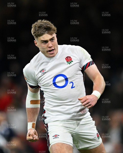 150325 - Wales v England - Guinness Six Nations - Tommy Freeman of England celebrates scoring their sides third try