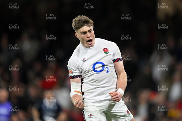 150325 - Wales v England - Guinness Six Nations - Tommy Freeman of England celebrates scoring their sides third try