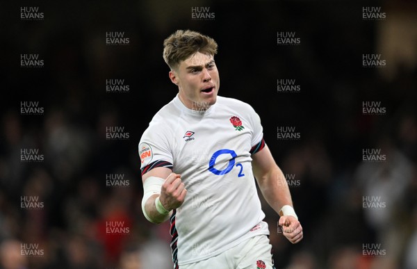 150325 - Wales v England - Guinness Six Nations - Tommy Freeman of England celebrates scoring their sides third try