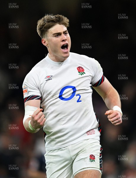 150325 - Wales v England - Guinness Six Nations - Tommy Freeman of England celebrates scoring their sides third try