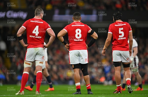 150325 - Wales v England - Guinness Six Nations - Will Rowlands, Taulupe Faletau and Dafydd Jenkins of Wales 