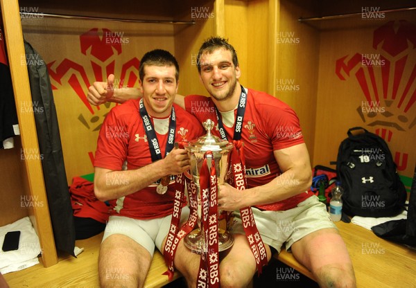 160313 - Wales v England - RBS Six Nations 2013 -Justin Tipuric and Sam Warburton of Wales celebrate in the changing rooms 