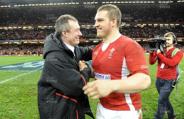 160313 - Wales v England - RBS Six Nations 2013 -Rob Howley and Gethin Jenkins of Wales celebrates at the end of the game 