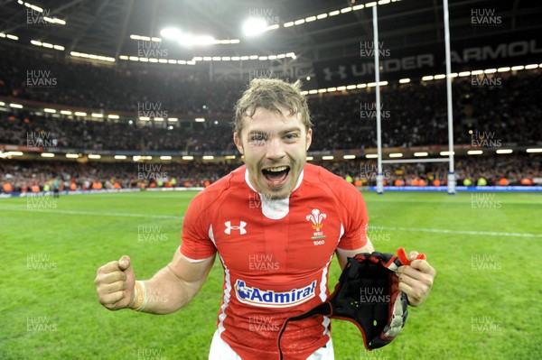 160313 - Wales v England - RBS Six Nations 2013 -Leigh Halfpenny of Wales celebrates at the end of the game 