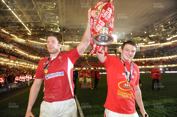 160313 - Wales v England - RBS Six Nations 2013 -Alun Wyn Jones and Dan Biggar of Wales celebrate winning the RBS Six Nations 