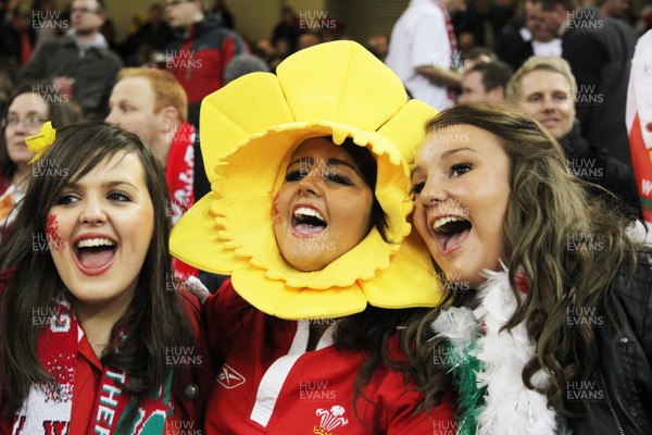 160313 - Wales v England - RBS 6 Nations - Welsh fans during the game