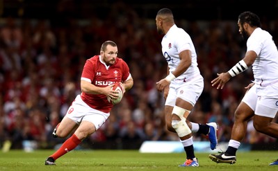 170819 - Wales v England - Under Armour Summer Series - Ken Owens of Wales looks for a way through