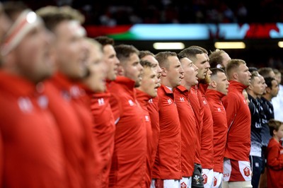 170819 - Wales v England - Under Armour Summer Series - Wales line up for the anthems