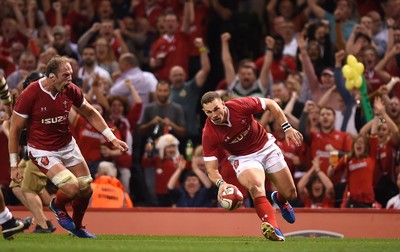 170819 - Wales v England - Under Armour Summer Series - George North of Wales scores try