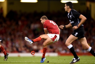 170819 - Wales v England - Under Armour Summer Series - Leigh Halfpenny of Wales kicks at goal