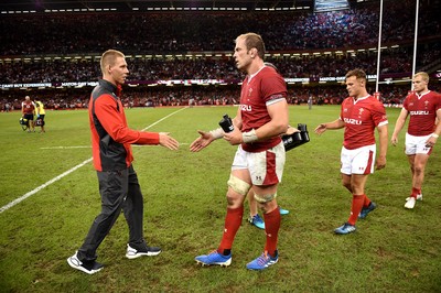 170819 - Wales v England - Under Armour Summer Series - Liam Williams of Wales and Alun Wyn Jones of Wales at the end of the game